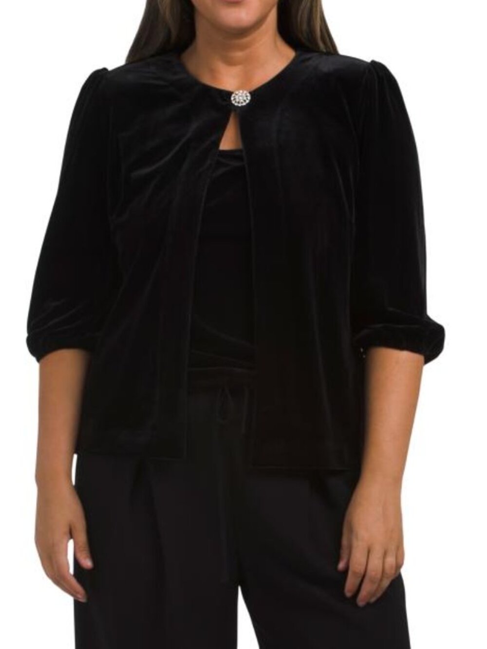 ALEX EVENINGS Black Velvet Tank Top And Jacket Twinset